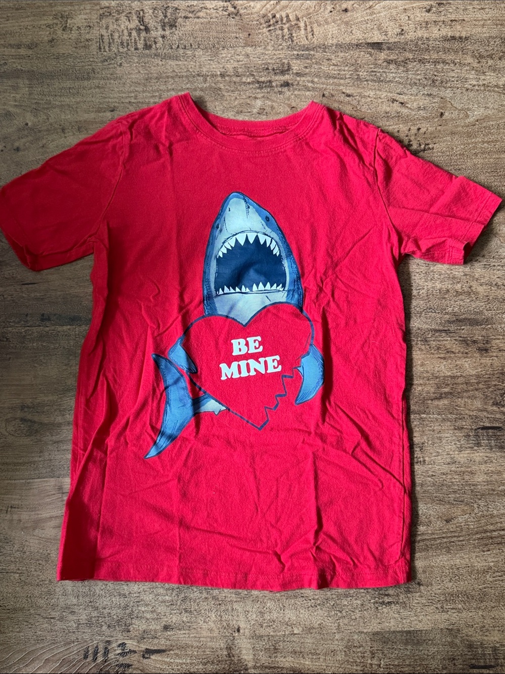Carter's Bright Red Shark Tee with Heart Graphic